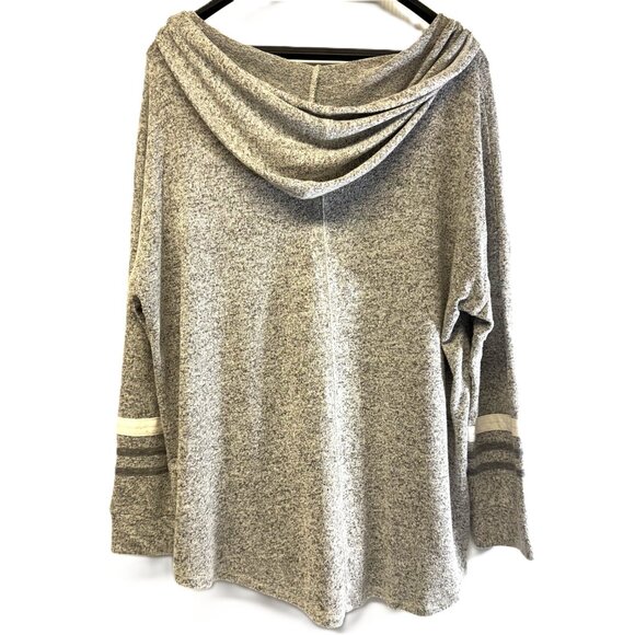 Market & Spruce Gray (Grey) Hooded Knit Top Women’s 1X – Plus Size - Picture 2 of 8